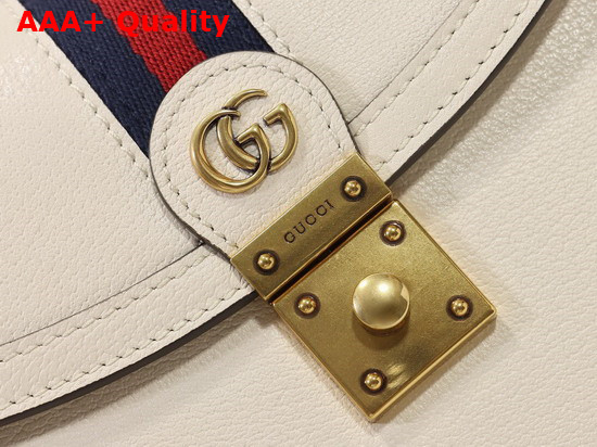 Gucci Ophidia Small Top Handle Bag with Web White Leather 651055 Replica