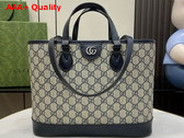 Gucci Ophidia Small Tote Bag in Beige and Blue GG Supreme Canvas 765043 Replica