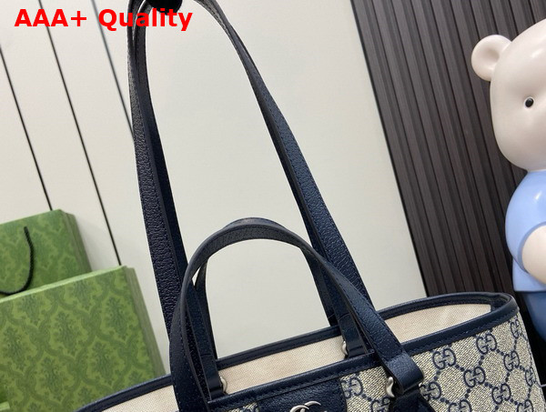 Gucci Ophidia Small Tote Bag in Beige and Blue GG Supreme Canvas 765043 Replica