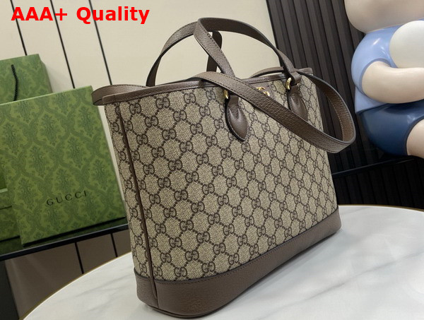 Gucci Ophidia Small Tote Bag in Beige and Ebony GG Supreme Canvas 765043 Replica