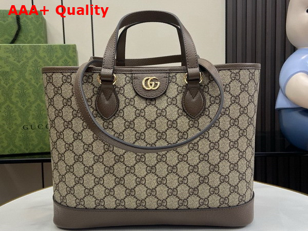 Gucci Ophidia Small Tote Bag in Beige and Ebony GG Supreme Canvas 765043 Replica