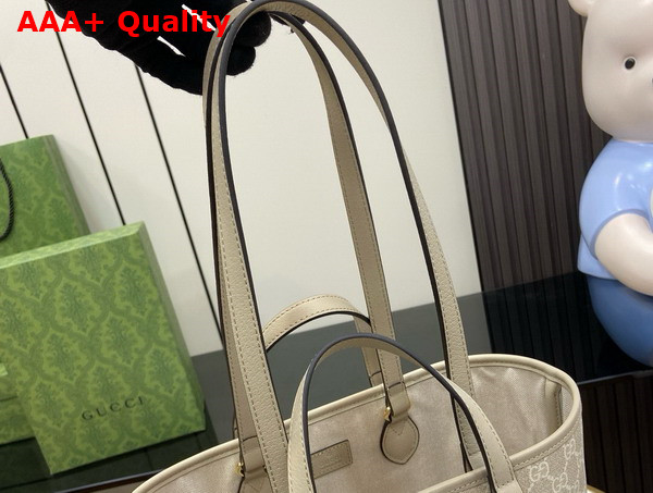 Gucci Ophidia Small Tote Bag in Beige and White GG Supreme Canvas 765043 Replica