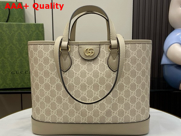 Gucci Ophidia Small Tote Bag in Beige and White GG Supreme Canvas 765043 Replica