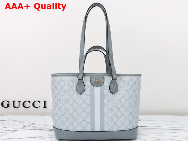 Gucci Ophidia Small Tote Bag in Dusty Blue GG Supreme Canvas 765043 Replica