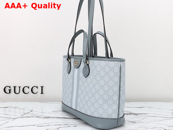 Gucci Ophidia Small Tote Bag in Dusty Blue GG Supreme Canvas 765043 Replica