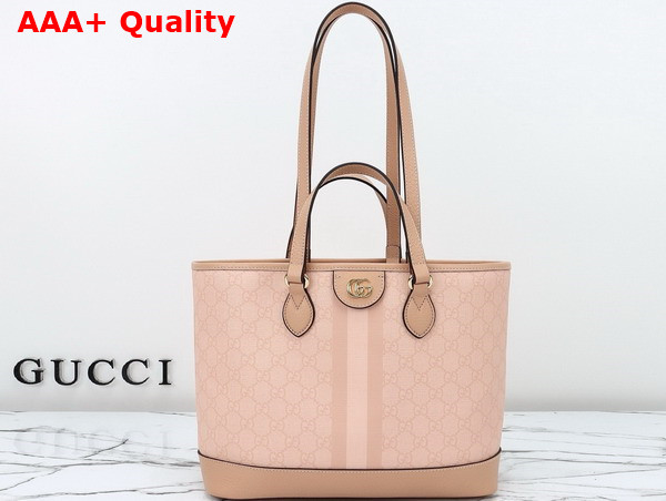 Gucci Ophidia Small Tote Bag in Dusty Pink GG Supreme Canvas 765043 Replica