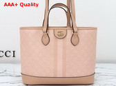 Gucci Ophidia Small Tote Bag in Dusty Pink GG Supreme Canvas 765043 Replica