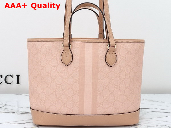 Gucci Ophidia Small Tote Bag in Dusty Pink GG Supreme Canvas 765043 Replica