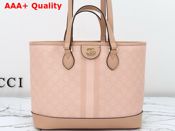 Gucci Ophidia Small Tote Bag in Dusty Pink GG Supreme Canvas 765043 Replica