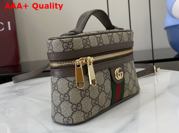 Gucci Ophidia Super Mini Shoulder Bag in Beige and Dark Brown GG Supreme Canvas 816357 Replica