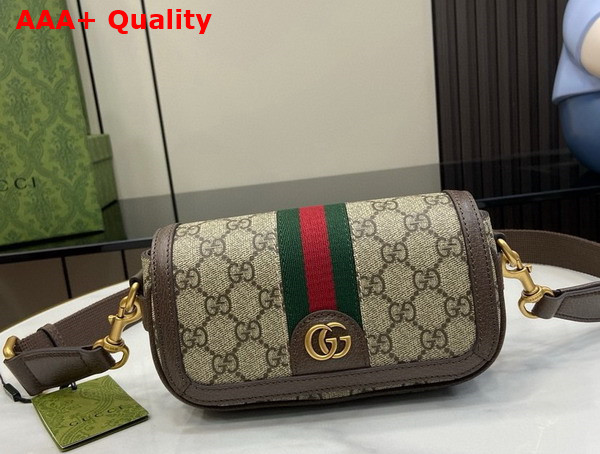 Gucci Ophidia Super Mini Shoulder Bag in Beige and Ebony GG Supreme Canvas 795466 Replica