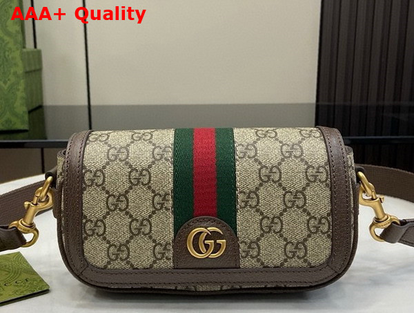 Gucci Ophidia Super Mini Shoulder Bag in Beige and Ebony GG Supreme Canvas 795466 Replica