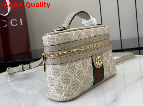 Gucci Ophidia Super Mini Shoulder Bag in Beige and White GG Supreme Canvas 816357 Replica