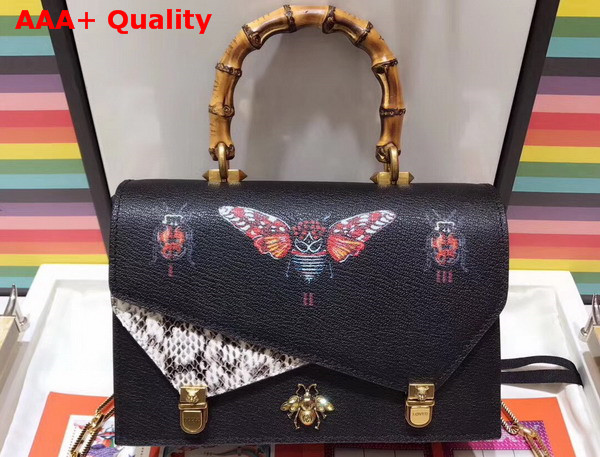 Gucci Ottilia Leather Small Top Handle Bag Black 488715 Replica