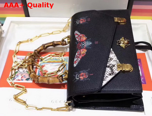 Gucci Ottilia Leather Small Top Handle Bag Black 488715 Replica