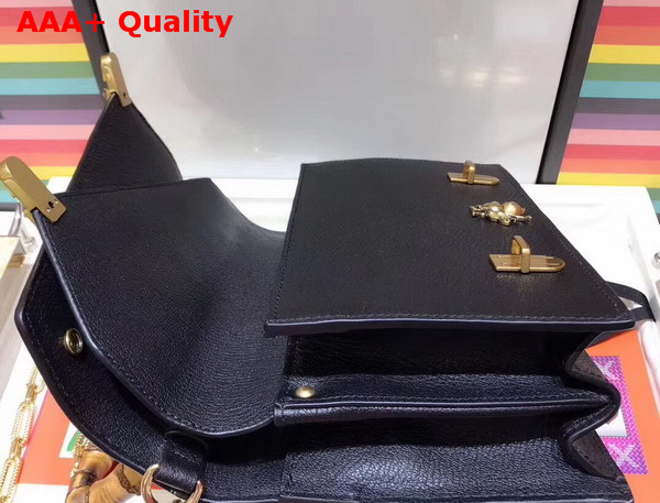 Gucci Ottilia Leather Small Top Handle Bag Black 488715 Replica