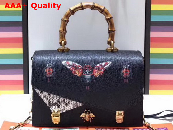 Gucci Ottilia Leather Small Top Handle Bag Black 488715 Replica