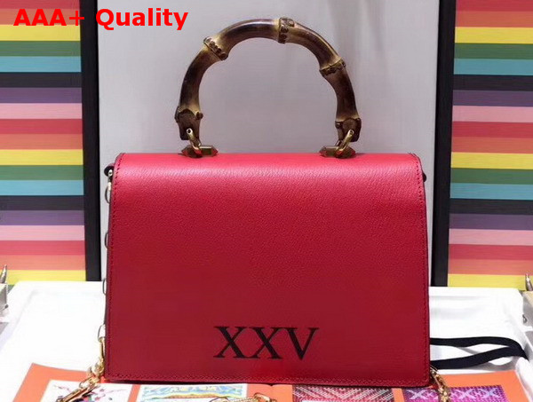 Gucci Ottilia Leather Small Top Handle Bag Red Leather 488715 Replica