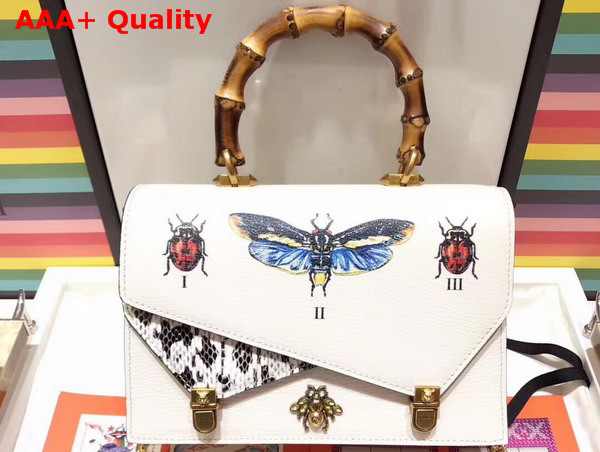 Gucci Ottilia Leather Small Top Handle Bag White 488715 Replica