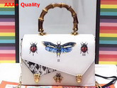 Gucci Ottilia Leather Small Top Handle Bag White 488715 Replica