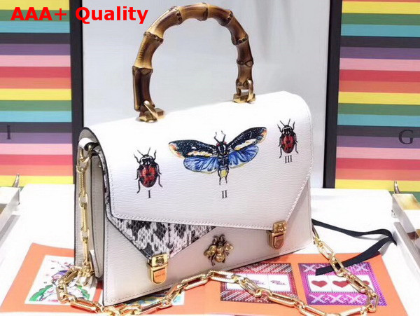 Gucci Ottilia Leather Small Top Handle Bag White 488715 Replica