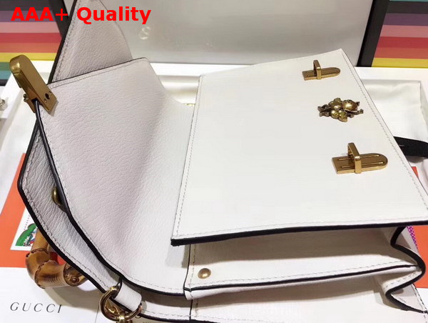 Gucci Ottilia Leather Small Top Handle Bag White 488715 Replica