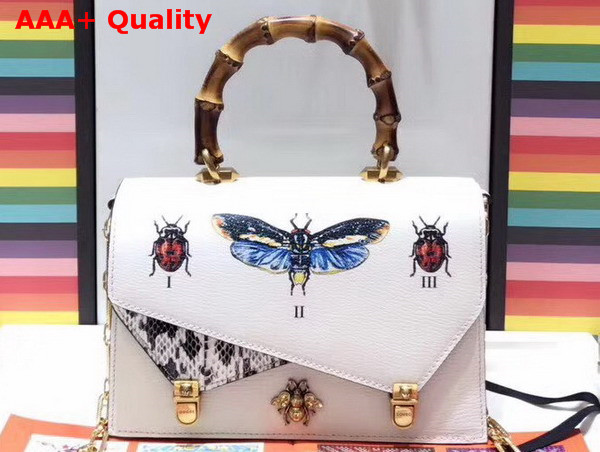 Gucci Ottilia Leather Small Top Handle Bag White 488715 Replica