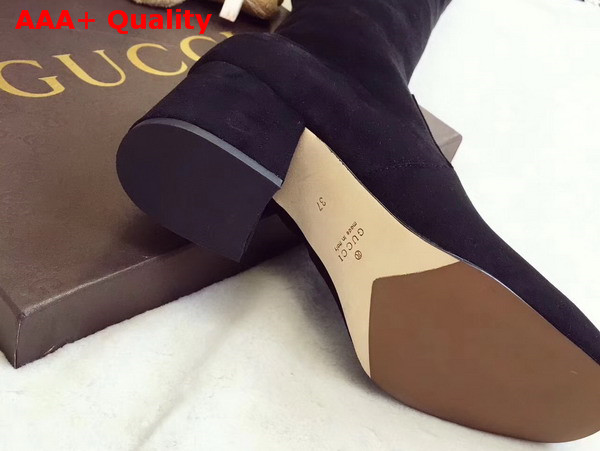 Gucci Over The Knee Boots in Black Suede 5cm Heel Replica