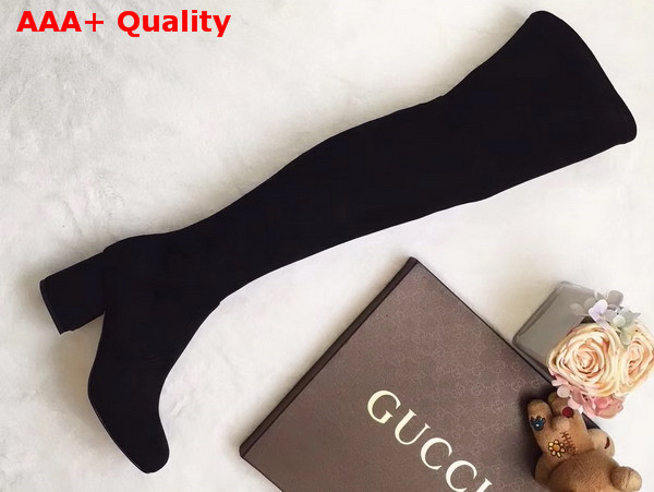 Gucci Over The Knee Boots in Black Suede 5cm Heel Replica