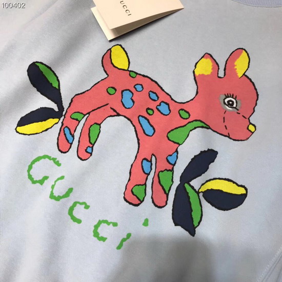 Gucci Oversize Sweatshirt with Fawn Light Blue Cotton