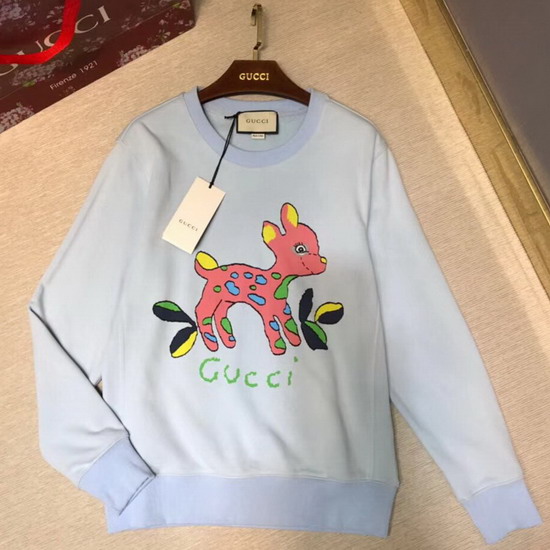 Gucci Oversize Sweatshirt with Fawn Light Blue Cotton