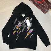 Gucci Oversize Sweatshirt with Gucci Logo and Shooting Stars Black Cotton