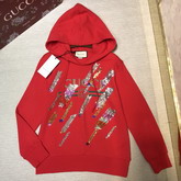 Gucci Oversize Sweatshirt with Gucci Logo and Shooting Stars Red Cotton