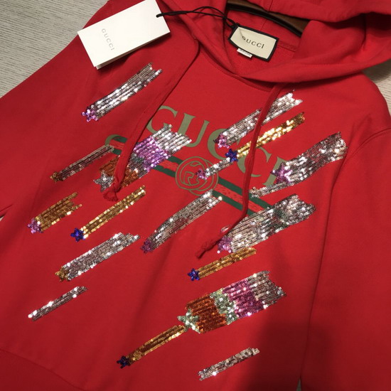 Gucci Oversize Sweatshirt with Gucci Logo and Shooting Stars Red Cotton