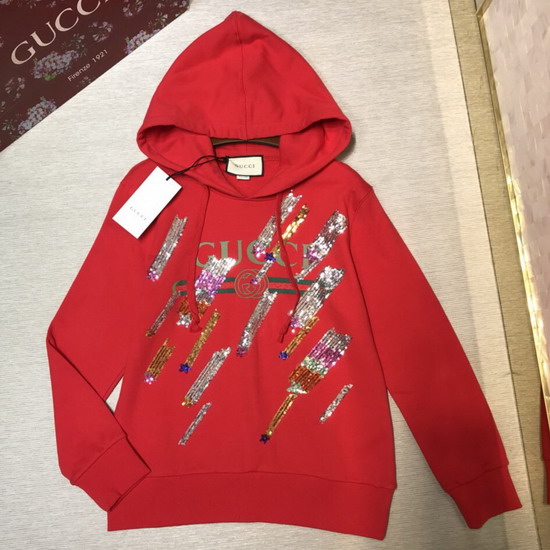 Gucci Oversize Sweatshirt with Gucci Logo and Shooting Stars Red Cotton