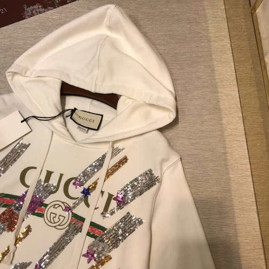 Gucci Oversize Sweatshirt with Gucci Logo and Shooting Stars White Cotton