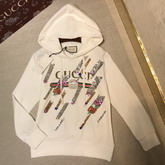 Gucci Oversize Sweatshirt with Gucci Logo and Shooting Stars White Cotton