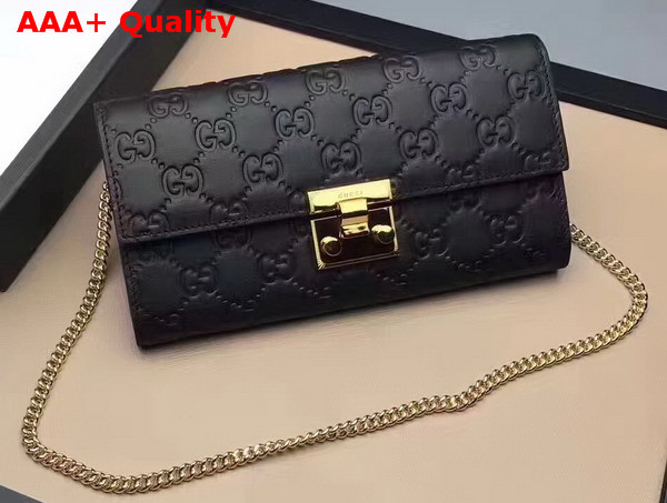 Gucci Padlock Continental Wallet in Black Gucci Signature Leather Replica