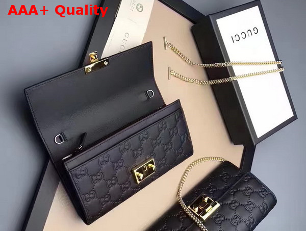 Gucci Padlock Continental Wallet in Black Gucci Signature Leather Replica