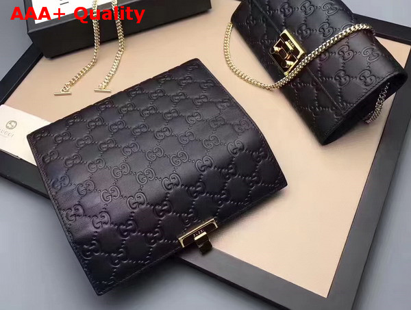 Gucci Padlock Continental Wallet in Black Gucci Signature Leather Replica