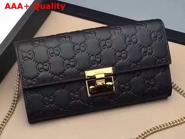 Gucci Padlock Continental Wallet in Black Gucci Signature Leather Replica