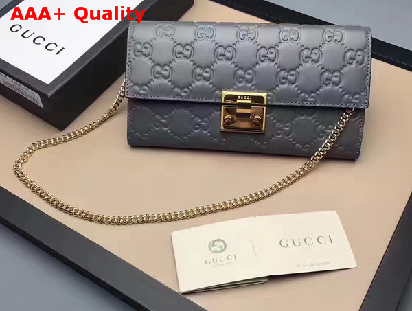 Gucci Padlock Continental Wallet in Grey Gucci Signature Leather Replica