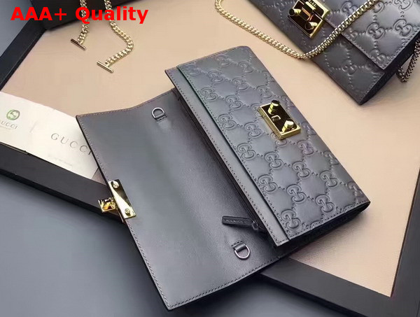 Gucci Padlock Continental Wallet in Grey Gucci Signature Leather Replica