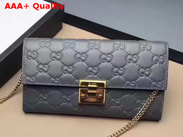 Gucci Padlock Continental Wallet in Grey Gucci Signature Leather Replica