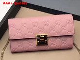 Gucci Padlock Continental Wallet in Pink Gucci Signature Leather Replica