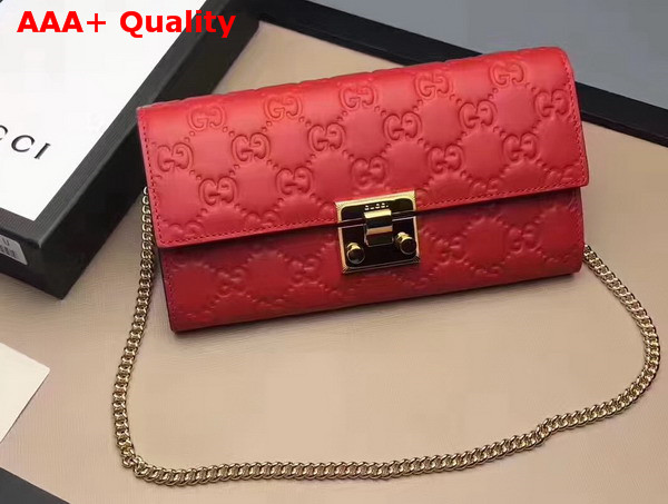 Gucci Padlock Continental Wallet in Red Gucci Signature Leather Replica