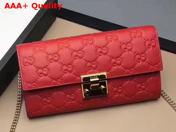 Gucci Padlock Continental Wallet in Red Gucci Signature Leather Replica