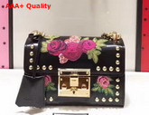 Gucci Padlock Embroidered Leather Shoulder Bag in Black Shiny Smooth Calfskin Replica