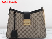 Gucci Padlock GG Medium Shoulder Bag in Beige and Ebony GG Supreme Canvas with Black Leather Trim 795113 Replica