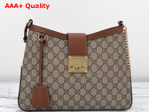 Gucci Padlock GG Medium Shoulder Bag in Beige and Ebony GG Supreme Canvas with Brown Leather Trim 795113 Replica